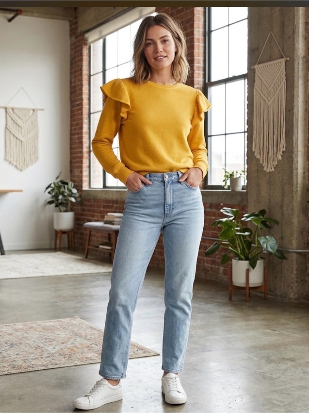 NWT Old Navy Party Fleece Sunflower Yellow With Ruffle Sleeve Size XS.